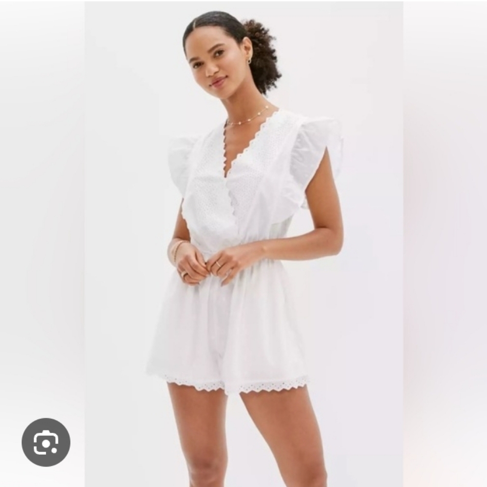 AE Cotton Linen White Romper